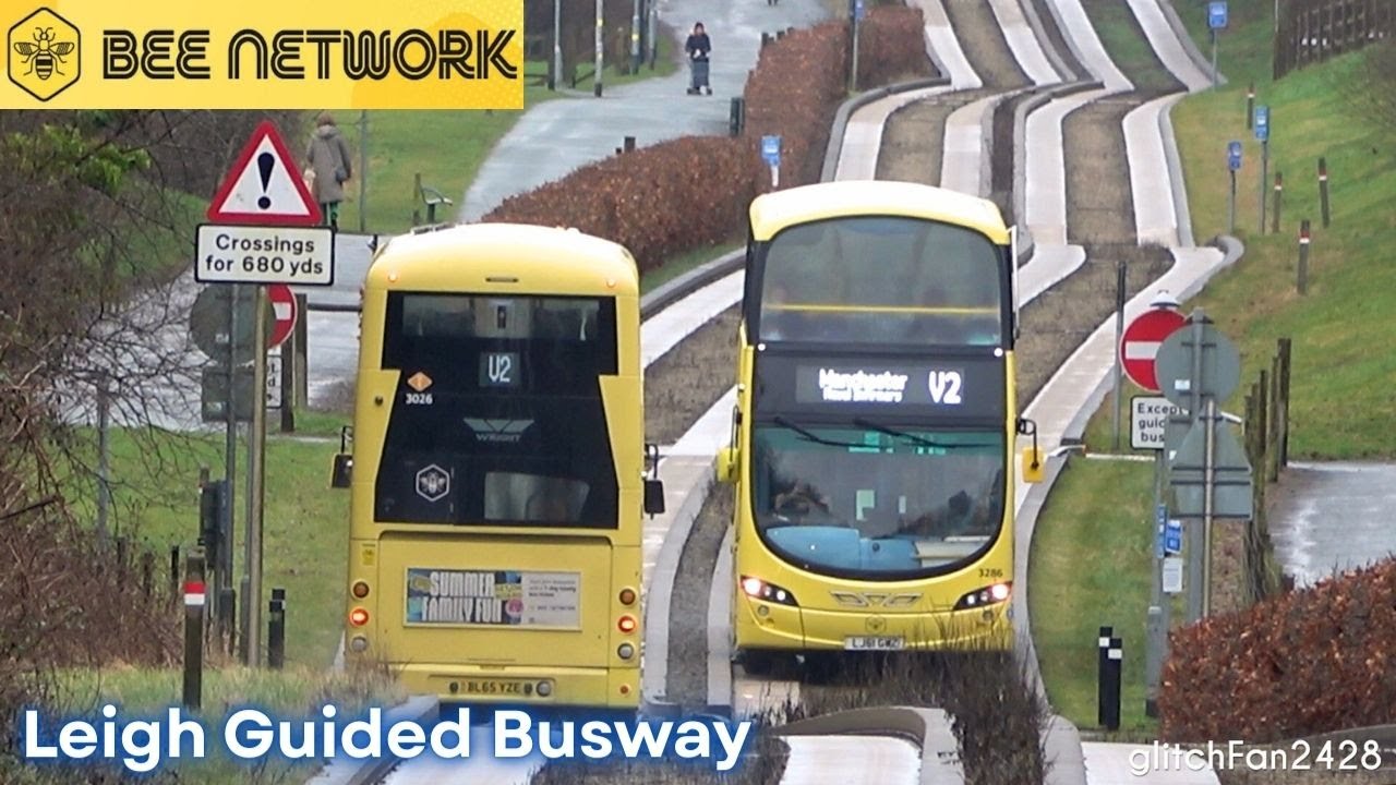 Wet Bus Action on the Leigh Guided Busway, England 2026