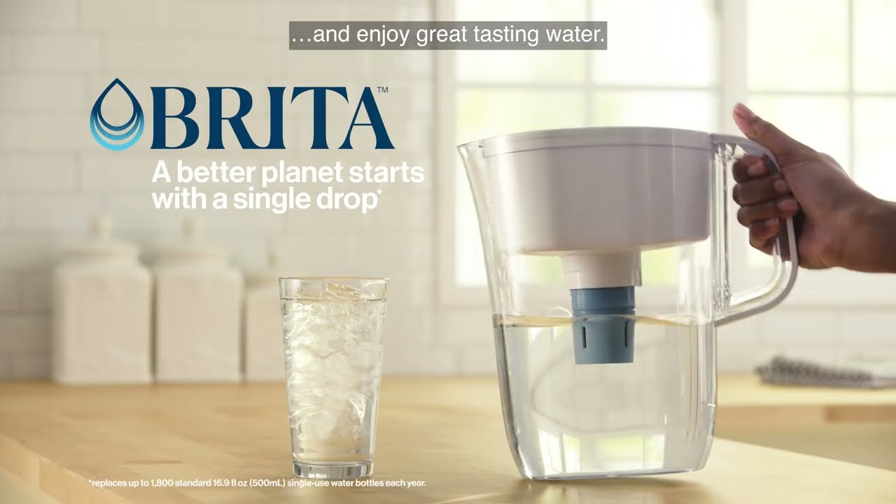 Brita Large 10 Cup White Tahoe Water Filter Pitcher with 1 Standard Filter,  Made Without BPA 