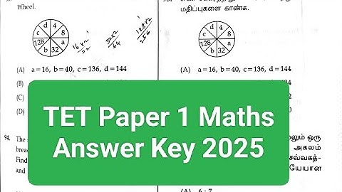 TET Paper 1 Maths Answer Key 2025