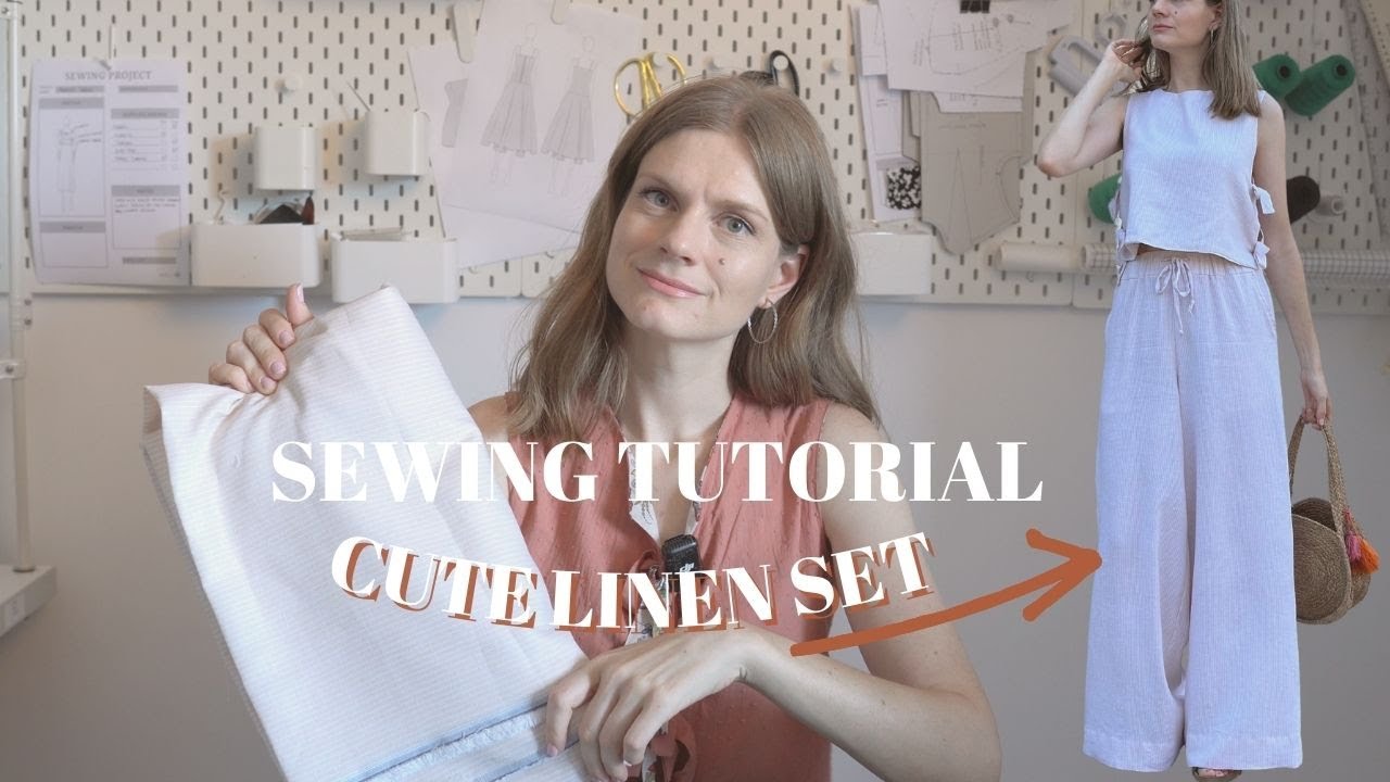 Sewing a cute linen set / Blouse and pants sewing tutorial - YouTube