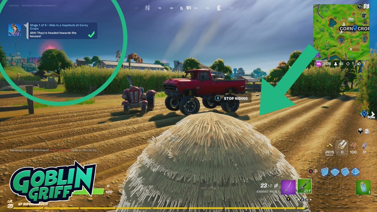 How to Hide in a Haystack at Corny Crops | Fortnite Grim Fable Wolf Activity Questline