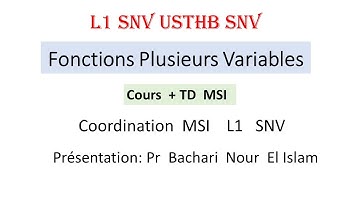 COURS MSI L1 SNV - Fonctions à plusieurs variables