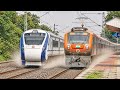 Very Rare! VANDE BHARAT Exp overtakes JanShatabdi Exp: 130 Kmph Duronto+ Ispat+ Purulia SF+ Steel