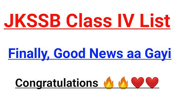 JKSSB Class IV Final List ||  Finally, Good News || Congratulations to all of You 🎉🎉🎉🎉