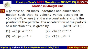 A particle of unit mass undergoes one dimensional motion such that  it