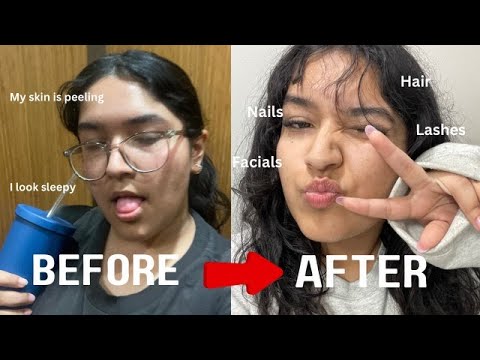 EXTREME GLOW UP TRANSFORMATION | I got bangs (!!) Hair routine, Lash extensions, cute nails, etc!!