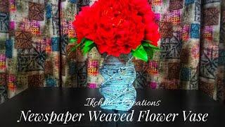 #10 Newspaper Weaved Flower Vase #newspaperweaving #paperwicker #papercraft #paperweaving #wicker