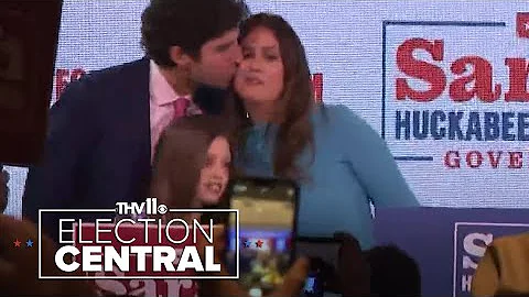 Sarah Huckabee Sanders reacts to winning GOP nomin...