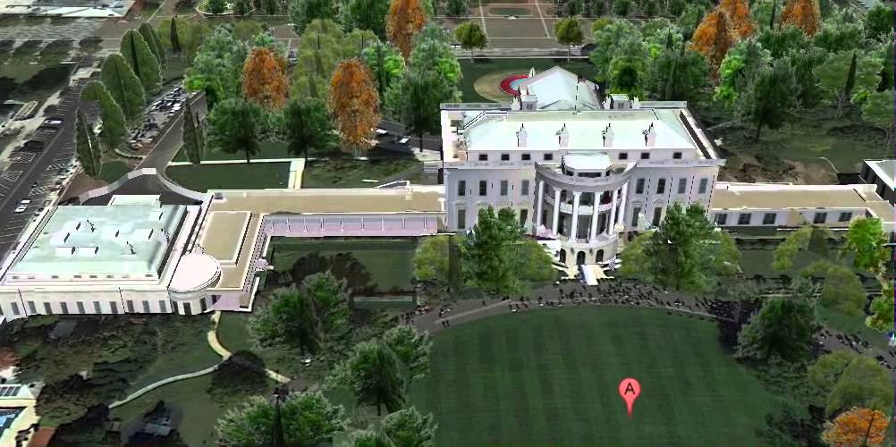 Animated Birds Eye View of the White House Washington DC 