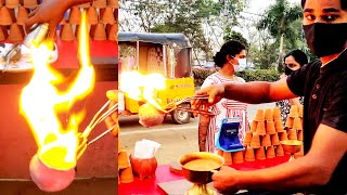 Tandoori Chai - Extremely Hot Pot Tea Making Process at Roadside | Tandoori Chai Recipe and Making
