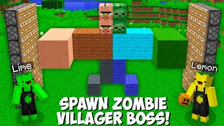 How to SPAWN SECRET MUTANT BOSS VILLAGER + ZOMBIE in Minecraft ! LEMON AND LIME MAKE MOB !