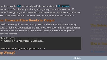 Generate Clean, Readable Output from Arrays in VBA for MS Access