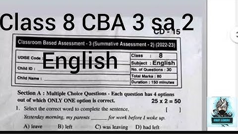 8class CBA-3 SA-2 English question paper AP Answer key broo 💯