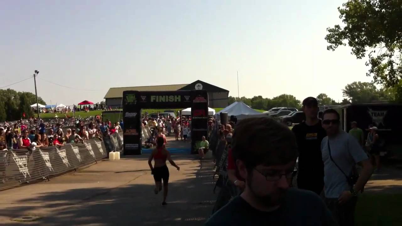 Rachelle finishing the GJCC Triathlon