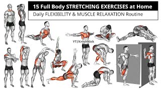 15 Full Body STRETCHING EXERCISES at Home | Daily FLEXIBILITY &amp; MUSCLE RELAXATION Routine