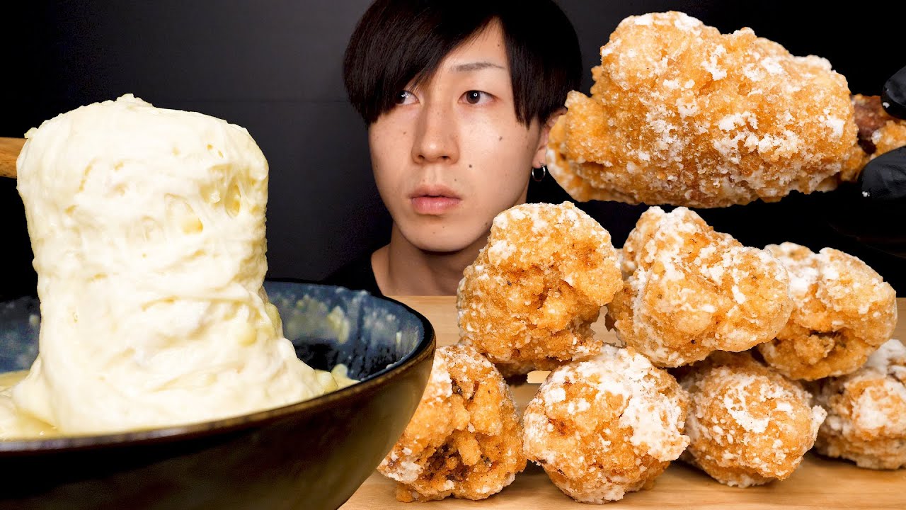 【咀嚼音】チーズとチキン ASMR CHICKEN WINGS & STRETCHY CHEESE MUKBANG 직접 만든 치즈퐁듀 &치킨 ayam Keju ไก่ทอด ชีส