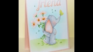 Whimsy Stamps - Elephant with Bouquet   No Line Coloring