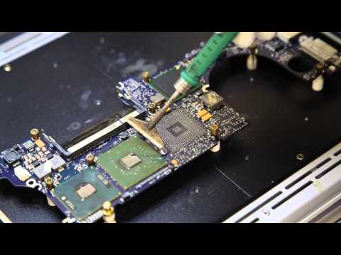 TFix MacBook Pro GPU removal using Infrared BGA Rework Station and PCB BGA Site Cleaning at SMT Lab