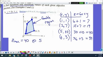 Linear Programming #1 - 7.2 #1 - Max and Min from Graph and Obj. Function