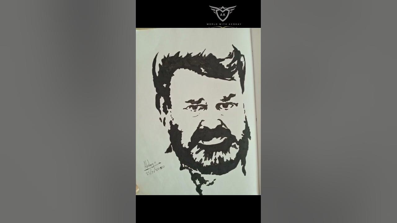 mohanlal stencil art mohanlal shorts AkvlogesMeAkshay YouTube