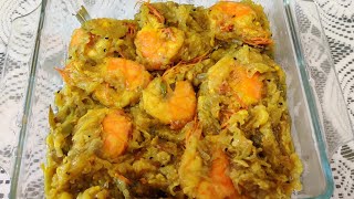 চিংড়ি 🍤 মাছ দিয়ে চাল কুমড়া ভাজি রেসিপি। #shrimpsrecipe