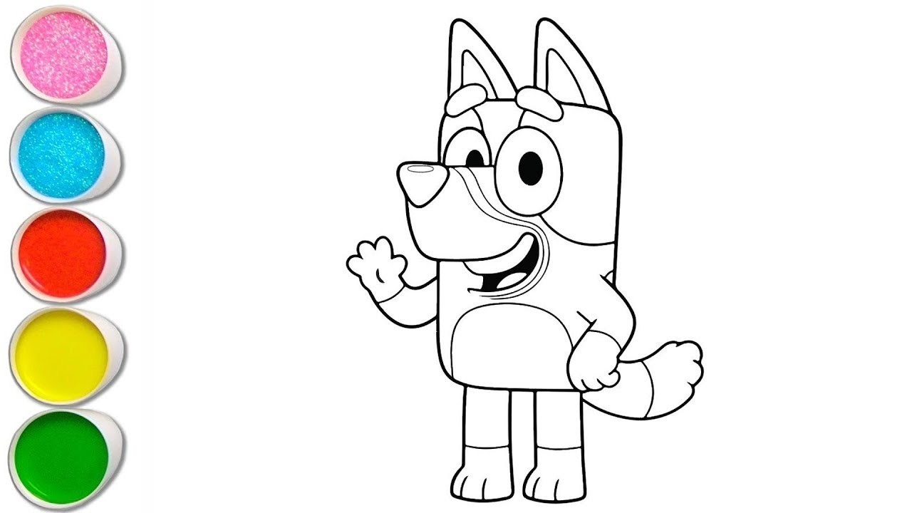 Cute Bluey Drawing, Painting and Coloring For Kids and Toddlers_ How to Draw Bluey
