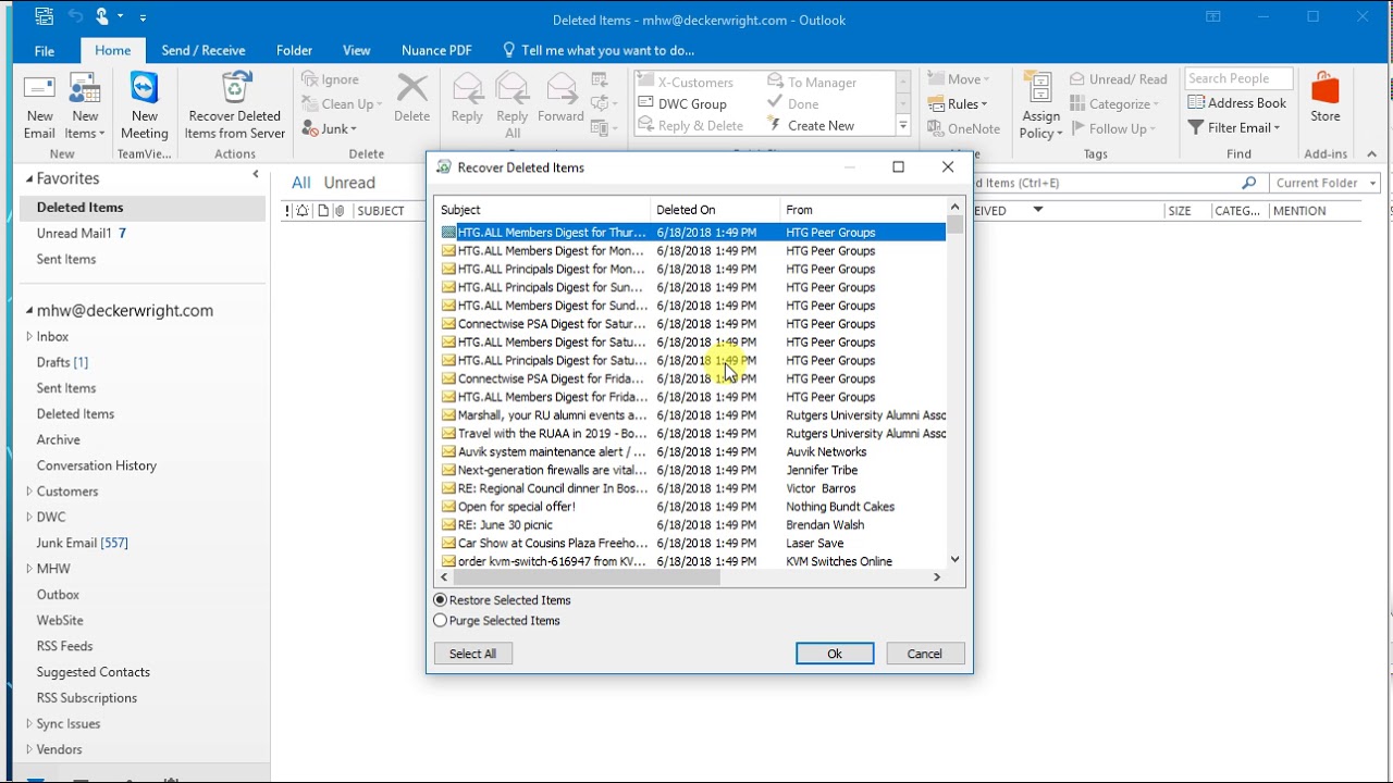 Outlook 2016 Deleted File Recovery Tutorial YouTube