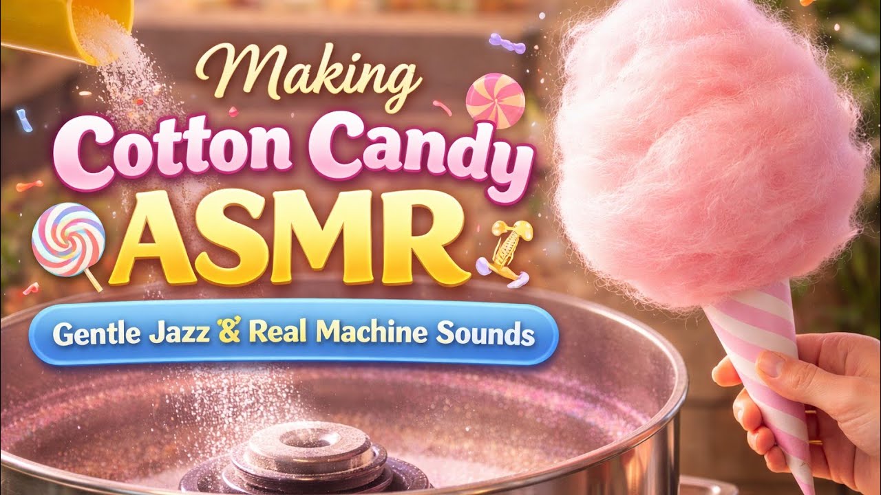 Making Cotton Candy ASMR 🍭 | Gentle Jazz & Real Machine Sounds