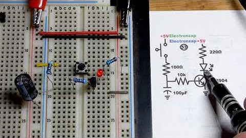 LED fades off using capacitor and NPN BJT Bipolar Junction Transistor circuit by Electronzap