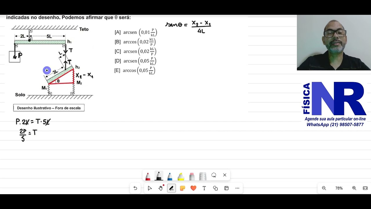 Resolução EsPCEx 2024   Questão 25 Prova A. O desenho a seguir representa um sistema em equilíbrio