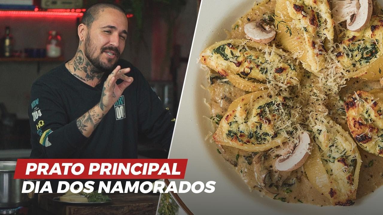 CONCHIGLIONE RECHEADO AO MOLHO DE COGUMELOS | Prato Principal | Jantar Romântico completo parte 02