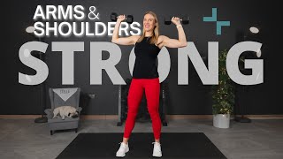 20 minute STRONG ARMS & SHOULDERS home workout with DUMBBELLS