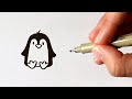 Zo teken je een penguin  doodle dag 49