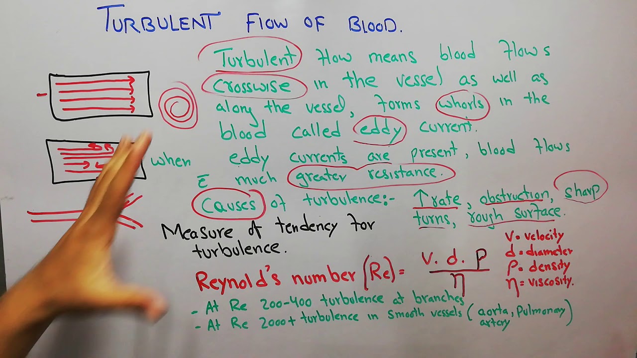 CVS physiology 60. Turbulent flow of blood, Reynold's number. eddy current curculation YouTube
