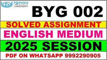 BYG 002 solved assignment 2025 in English || BYG 002 solved assignment 2025 || ignou BYG002 2025