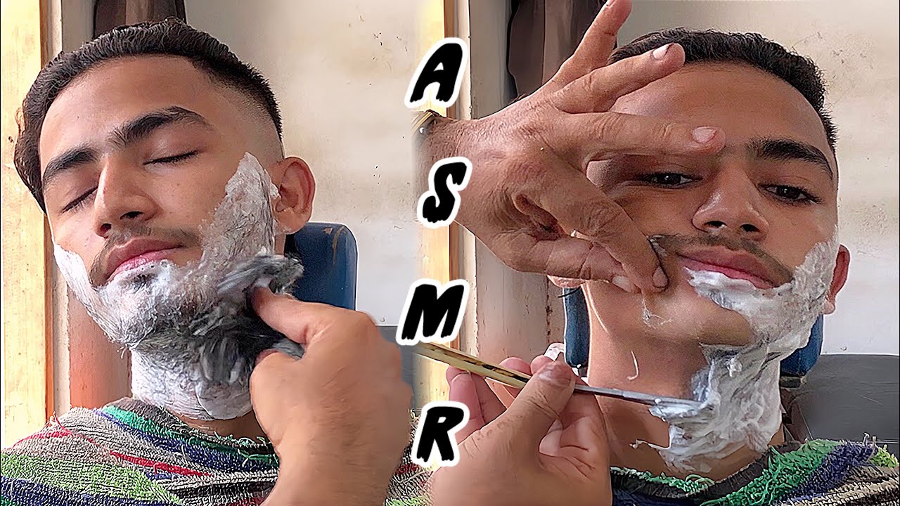 ASMR relaxing fast beard shaving 🪒 young men tutorial chacho barber ...