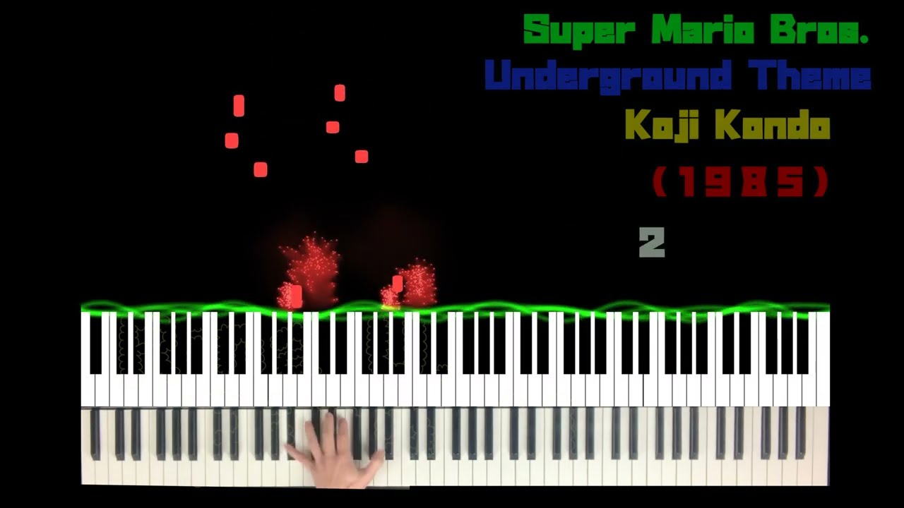 Super Mario Bros. Underground theme 1-2 Piano Visualizer play by ear compare to 1985 and 1988