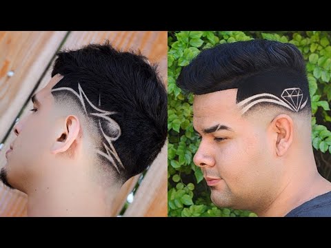 A imagem pode conter: 1 pessoa  Desenho no cabelo masculino, Cabelo,  Listras para cabelo