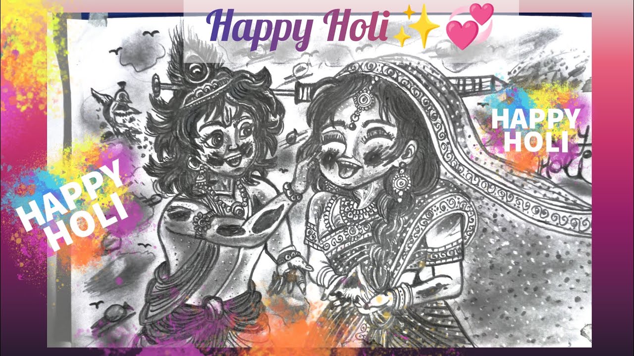 Radha Rani 🫟✨Krishna Gopal #Happy Holi 🫟#art drawing random shape