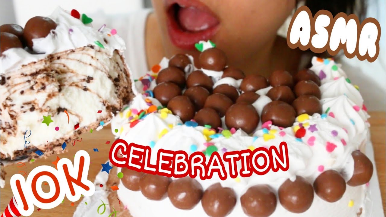 ASMR 10K Celebration Maltesters Chocolate Ice Cream Cake + SPICY Noodle EATING SOUNDS 먹는 먹방 MUKBANG