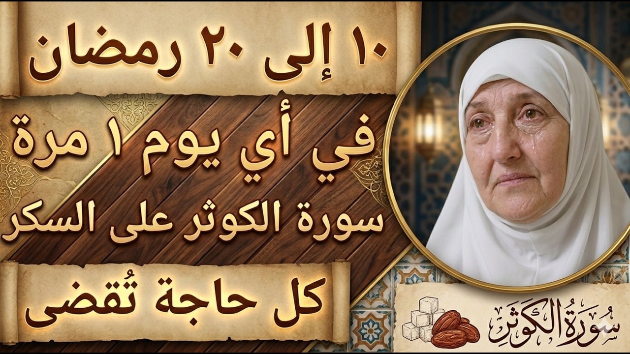 من العاشر إلى العشرين من شهر رمضان | سورة الكوثر مرة واحدة يوميًا لزيادة الرزق وقضاء الحوائج