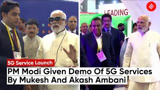 PM Narendra Modi Gets Demo Of 5G Services From Mukesh And Akash Ambani