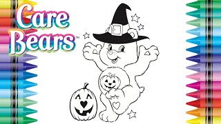 care bears halloween coloring page using markers