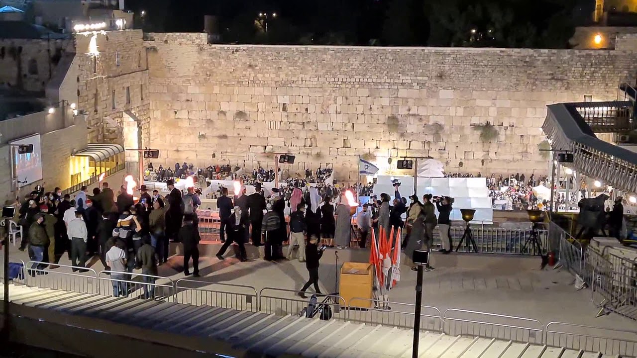 Lighting Chanukah Candles at the Western Wall (Wailing Wall) - Hanukkah, Jewish Festival of Lights