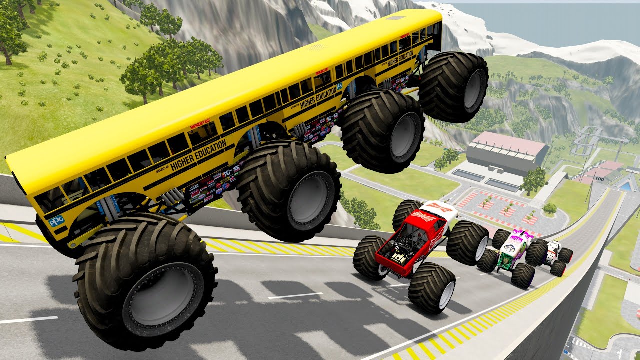 Epic High Speed monster trucks jumps stunts & crashes 
