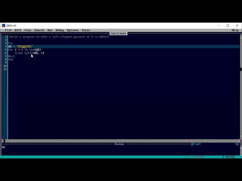 Write program to make left aligned pyramid of 5 in QBASIC using for next loop #programming #qbasic