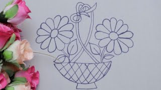 Embellish your fabric - Beautiful &amp;  Easy Basket Design Hand Embroidery Stitches - Detailed tutorial