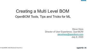 WEBINAR: Creating Multi Level Bills of Material in OpenBOM