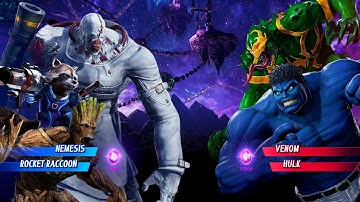Nemesis & Racket Raccoon vs Venom & Blue Hulk (Very Hard) - Marvel vs Capcom | 4K UHD Gameplay