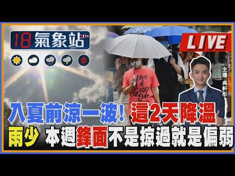 入夏前涼一波! 這2天降溫 雨少 本週鋒面不是掠過就是偏弱｜主播吳軒彤 說氣象LIVE